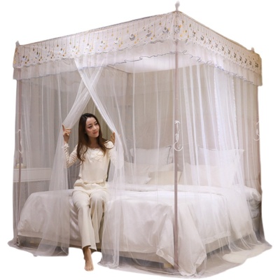 宫廷落地蚊帐家用三开门公主风1.5米1.8m床超柔纹账防尘顶加密