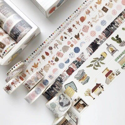 8pcs/set Blue Washi Tape Scrapbook DIY Decorative Masking T