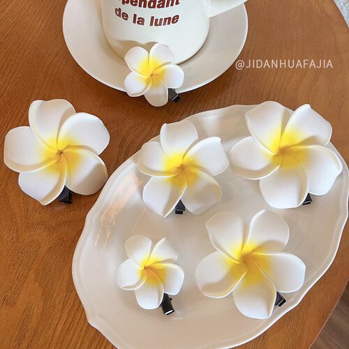 Summer Beach Egg Flower Hair Clip for Women Side Snap Barret