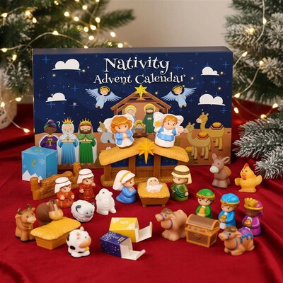 Nativity Advent Calendar 2025 with Nativity Scene Figures Ch
