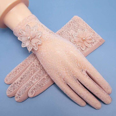 Lace flower womens summer sunscreen ice gloves