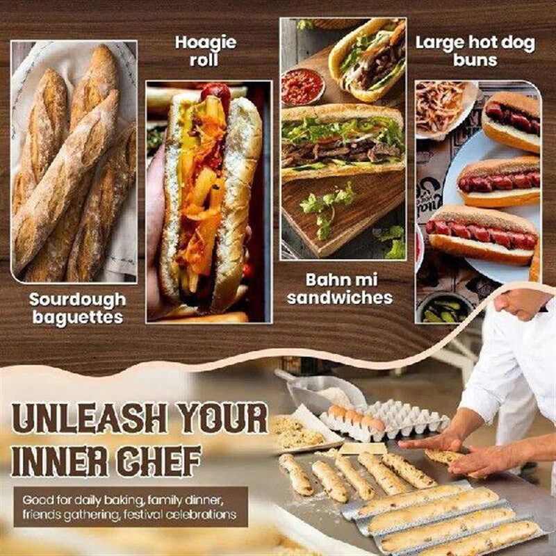 Bread Pan, Premium Nonstick Perforated Pan For French Bread - 实物图