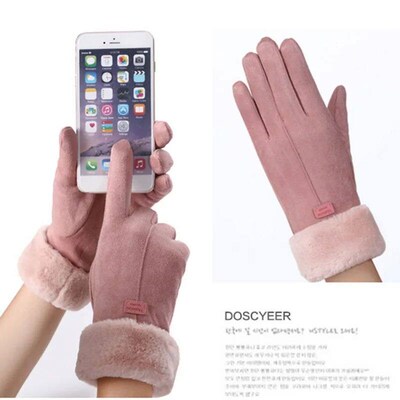2023 Winter Female Cashmere Warm Suede Leather Cycling Mitte