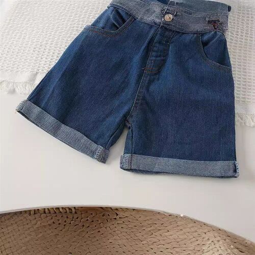 Girls 2025 Flower Bow Bubble Short Sleeve Top Denim Shorts S