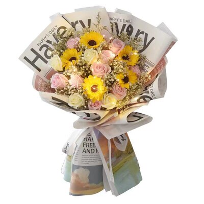 Qixi Valentines Day Bouquet Sunflower Gypsophila Flower Bou