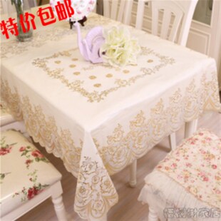 正方形桌布台布PVC八仙桌防水防油餐桌垫四方桌盖布欧式烫金桌布