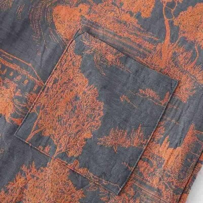 Blue Green Colors Printed Robe for Men Cotton Kimono Men Bat