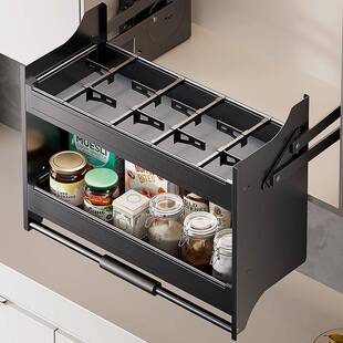 柜吊柜升下降拉篮滑太715空铝拉式橱调味篮置物阻尼收纳阻尼静轨