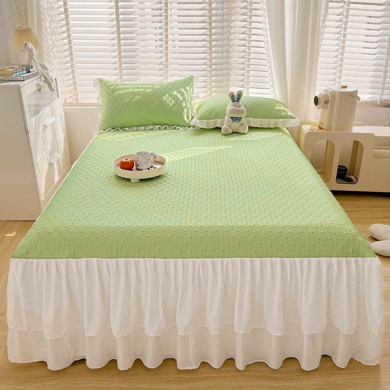 凉感冰豆豆凉席三件床裙款冰丝凉席空调软凉席夏天席子,床上用品,冰丝席,淘宝优惠券,粉丝福利购,淘宝优惠卷