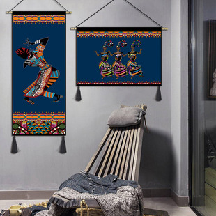 云南西版纳民宿挂毯壁毯装饰画客厅背景墙挂布卧室玄关传统挂画