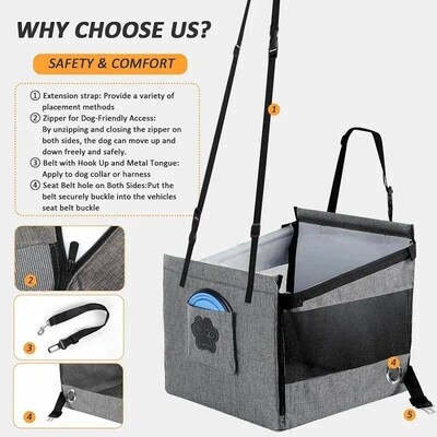 Portable Car Pet Seat Stable Dog Carrier with Safety Mesh Pr