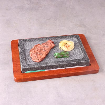 凹槽石板烧岩石花岗岩热石烤盘岩煎盘烤箱石板战斧牛扒石烧加热盘