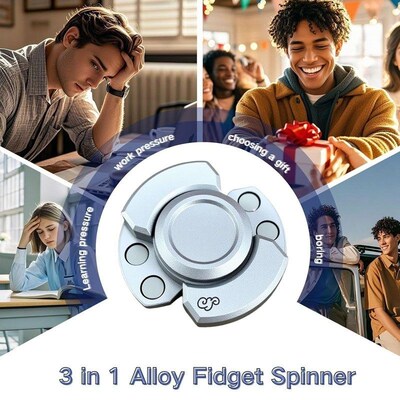 3-in-1 Alloy Fidget Spinner Click Slide Spin Mode Stress Toy