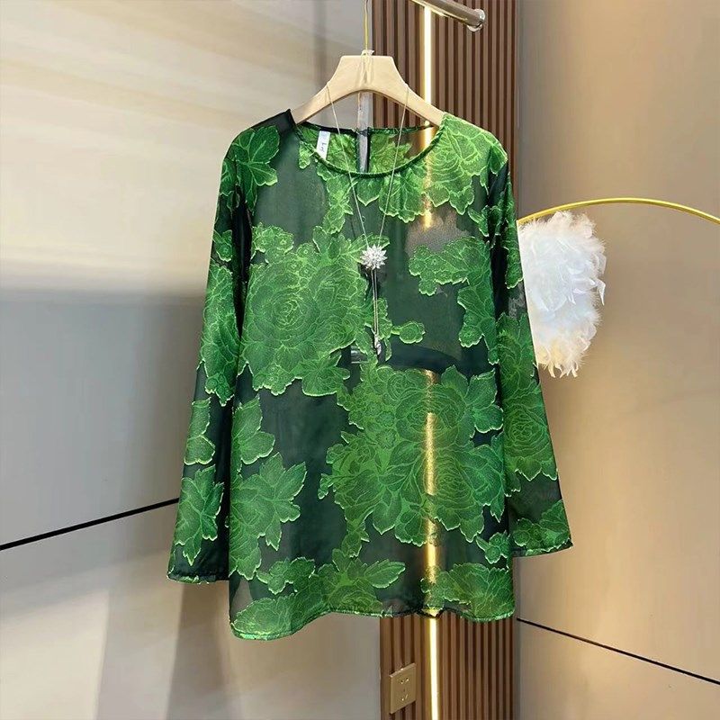 大码女装暗花长袖国风小衫胖妹妹气质时尚夏季款百搭薄款防晒上衣,女装/女士精品,大码内搭,淘宝优惠券,粉丝福利购,淘宝优惠卷