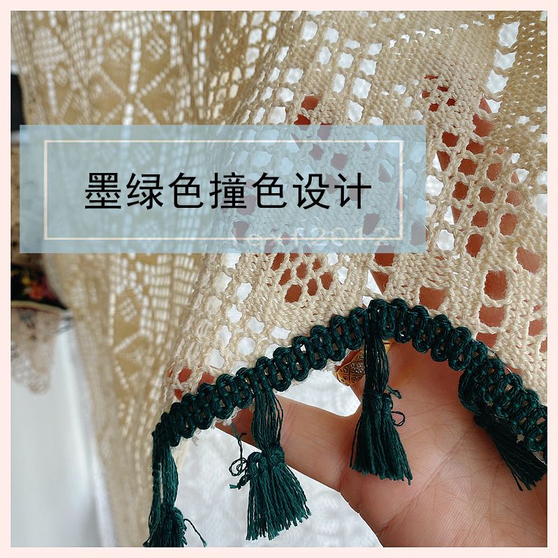 美式乡村田园成品窗纱蕾丝三角帘窗帘半帘厨房卧室帘门帘弧形帘