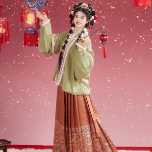 柒邑汉服女明制加绒对穿交马面裙成人【观灯乐】2024新款春秋套装