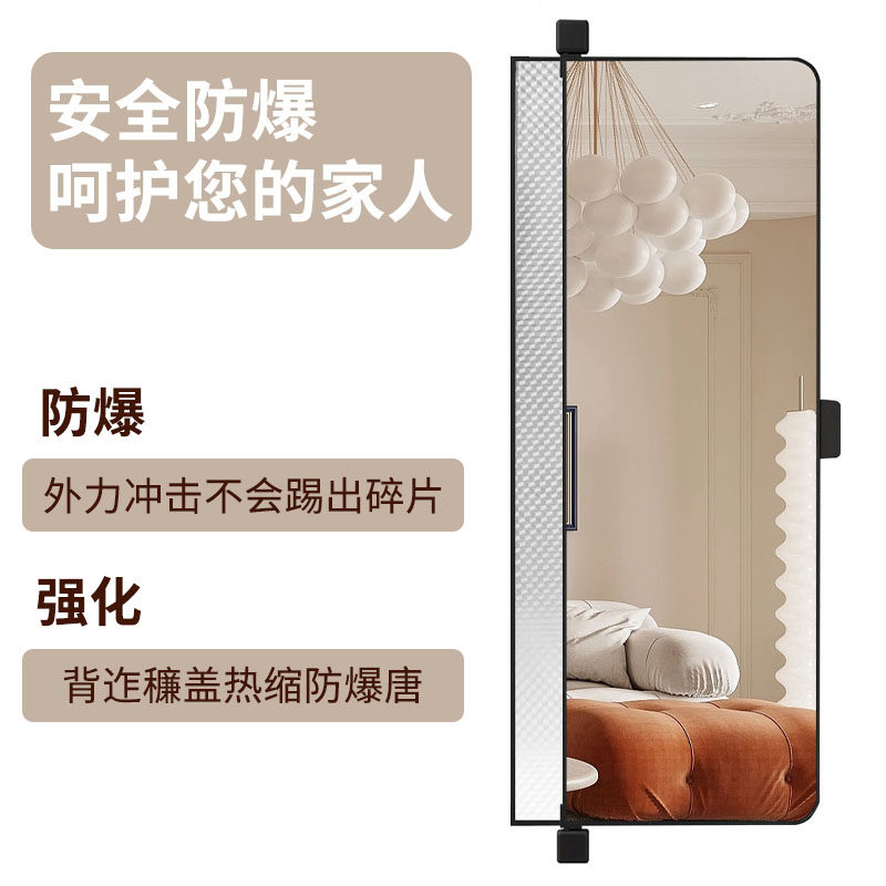 衣柜门全身镜子内装隐形旋转平开门衣柜穿衣镜内置家用衣柜试衣镜