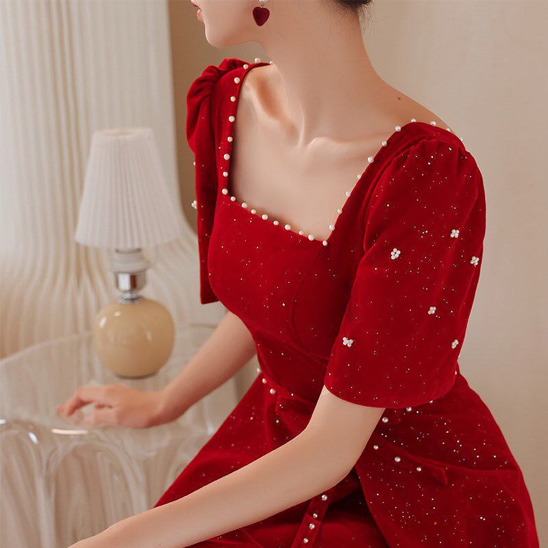 结婚订婚礼服女显瘦敬酒服小个子新娘回门服大码胖mm高级感遮肚子