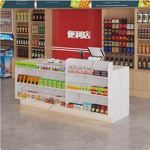 吧台店铺小型柜台超市收银台便利店柜台桌展示架奶茶店前台接待台
