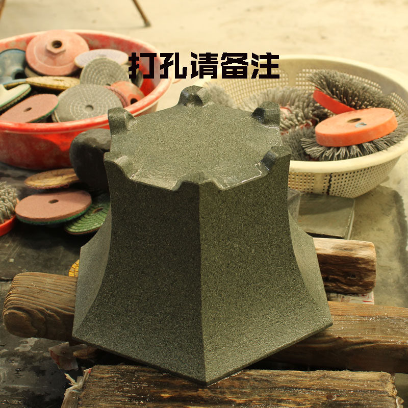 石头花盆兰花盆栽天然青石六角形花盆室内盆景石器植物大口径花瓶