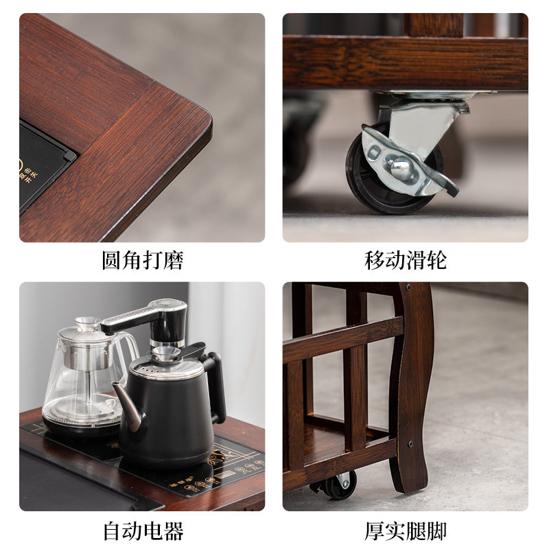 可移动茶桌新中式带轮办公室功夫茶几茶台客厅泡茶桌阳台小茶车