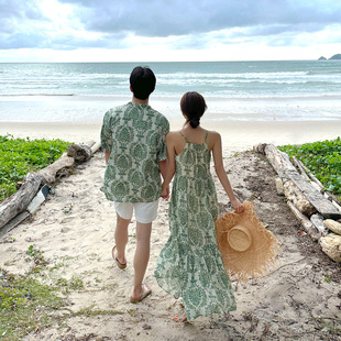 disoo情侣装夏装2025夏季新款特别的不一样套装一裙一衣海边衬衫