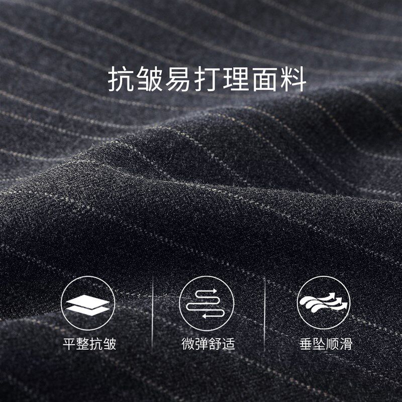 吉约蒙西装男套装双排扣灰色条纹商务新郎结婚礼服高级感西服外套
