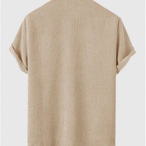 ZAFUL Mens Shirt Corduroy Short Sleeve Blouses Casual Solid