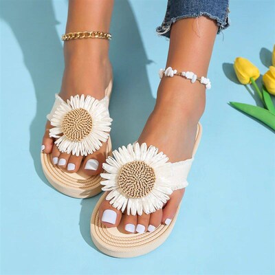 Womens fashion nd non-slip wear comfort linen Sunflower