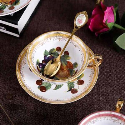 2019Ceramics Coffee Cup and Saucer Rural Style Flower Tea Cu