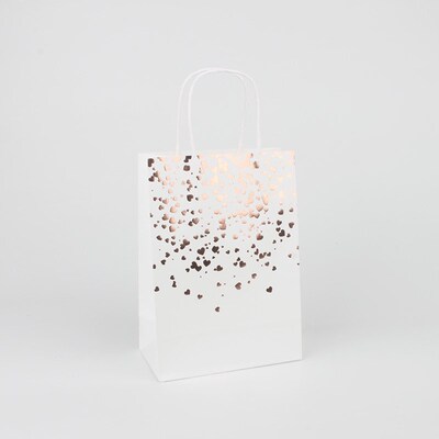5pcs Kraft Paper Bags Bronzing Love Carry Paper Bag Birthday
