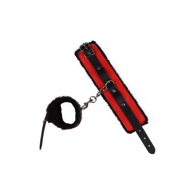 Fetish Bondage Kit of Plush Leather Handcuffs Ankle Cuffs St