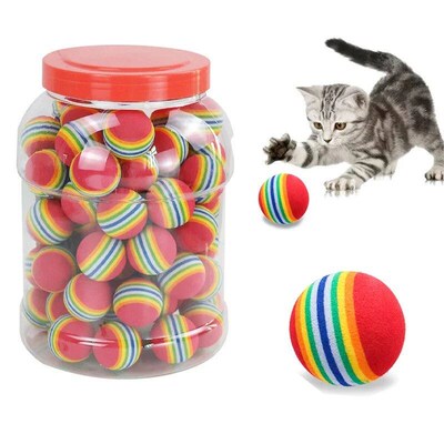 Rainbow EVA Cat Toys Ball Interactive Cat Dog Play Chewing R