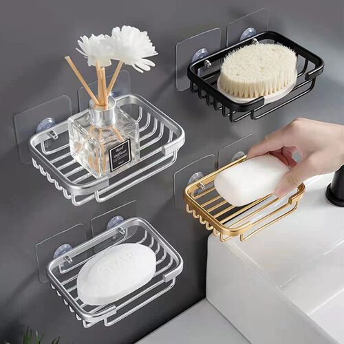 Wall Mounted Bathroom Soap Dish Holder Kitchen Sponge Storag