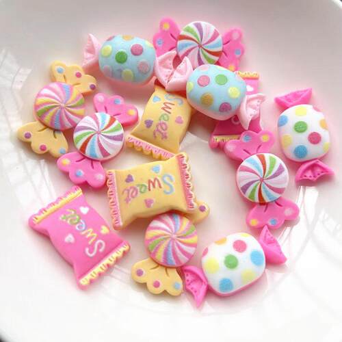 30PCS     Imitation candy resin gem accessories flat back cl
