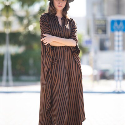 Casual Bikini ver-ups Blue Tunic Sexy Striped Front Open Sum