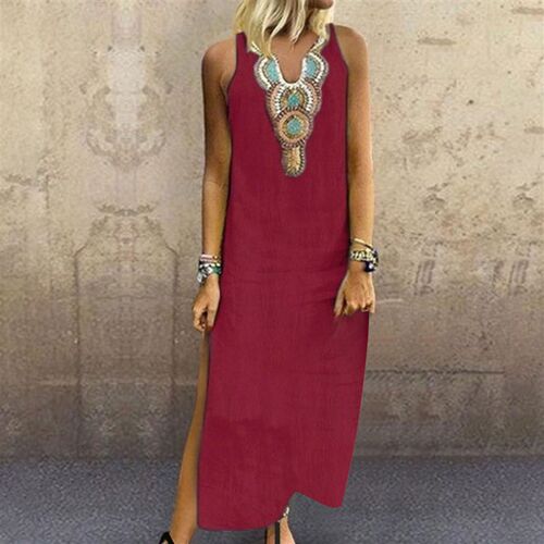 Summer Long Dress  Bohemian Robe Dress Sleeveless Loose