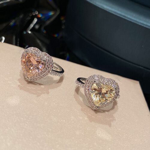 High Quality Luxury Heart-shaped Artificial Sapphire Open Ri