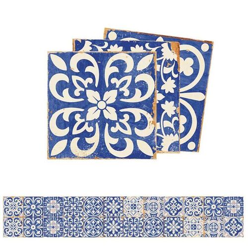 Blue and White Porcelain Tile Sticker 24pcs Self Adhesive Ho