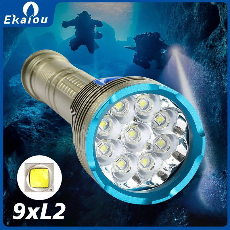 Scuba Flashlight Professional Underwater Diving IPX68 Waterp