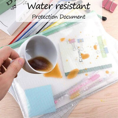 Mesh Zipper Storage Bag Document Bag Waterproof File Pouch F