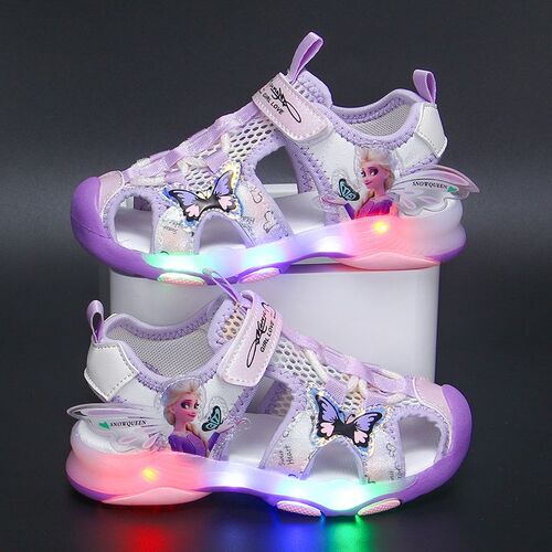 Girls Sandals Lights Summer Style Childrens Anti-skid Soft