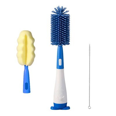 3 in 1 Penguin Silicone Baby Bottle Brush Set Stand Hidden T