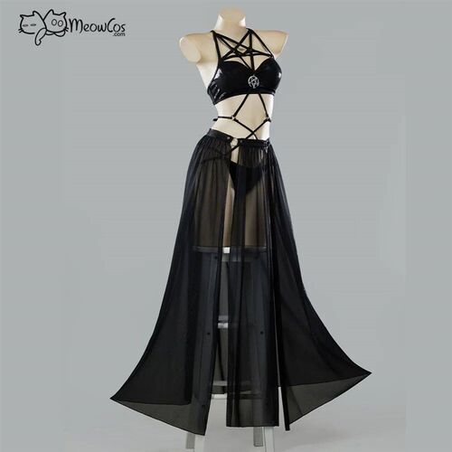 MEOWCOS Womens Goth Bikini Star Design Swimsuit Dark Style