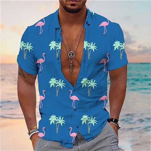 Summer Shirt For Men Hawaii Shirts Oversized Short-sleeved o