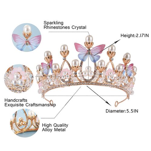 Romantic Butterfly Shape Princess Crown for Girls Handmade R