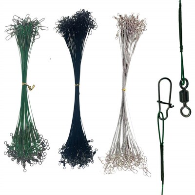 Assorted 26lb-35lb Fishing Line Steel Wire Leader With Swive