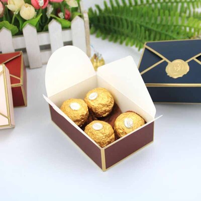 10pcs Envelope Shape Creative Bronzing Gift Box Wed