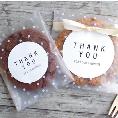 100Pcs Frosted Cookie Packaging Bag Transparent Plastic Bags