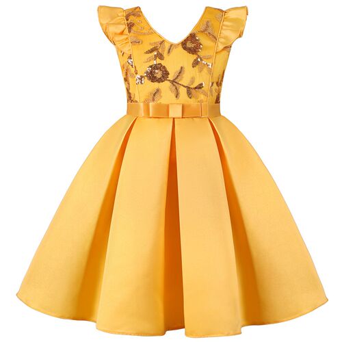 Girl Flower Sequins Christmas Dress for Kids Birthday Prince